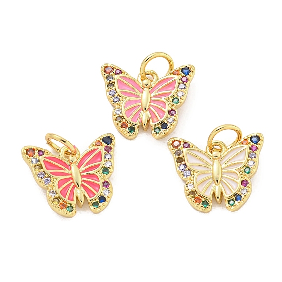 Покрытие стойки латунь микропаве фианиты с эмалевыми подвесками, с перемычками с долговечным покрытием, без свинца и без кадмия, бабочка