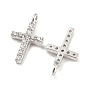 925 Sterling Silver Micro Pave Cubic Zirconia Charms, Cross