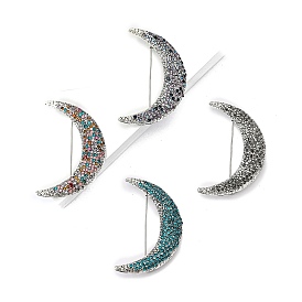 Alloy Rhinestone Brooch for Backpack Clothes, Moon