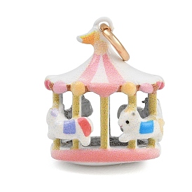 Brass Enamel Pendants, Carousel Charms