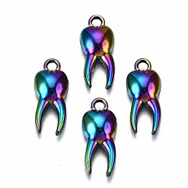 Rainbow Color Alloy Pendants, Cadmium Free & Lead Free, Tooth