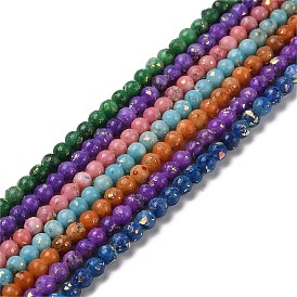 Brins de perles de dolomite naturelle et d'opale synthétique assemblés, teint, ronde