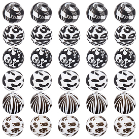 48шт. 6 модели черного цвета с белыми силиконовыми бусинами, круглые
