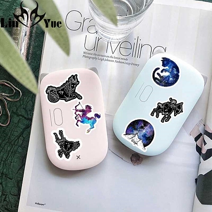 50Pcs 12 Constellation PVC Waterproof Self Adhesive Stickers, for Suitcase, Skateboard, Refrigerator, Helmet, Mobile Phone Shell
