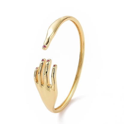 Кубический цирконий браслет-манжета на руку с открытой ладонью, золотые латунные украшения для женщин