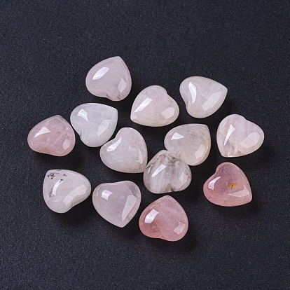 Natural Rose Quartz Heart Love Stone, Pocket Palm Stone for Reiki Balancing