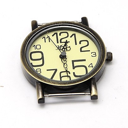Сплав циферблат часы компоненты глава часы, плоско-круглые, 43x35x7 мм, отверстие : 8x1 мм