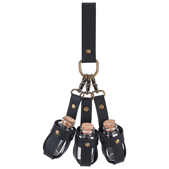 Сумка из искусственной кожи с 3пробковыми стеклянными бутылками, боковая сумка-подвеска для ролевых игр на Хэллоуин