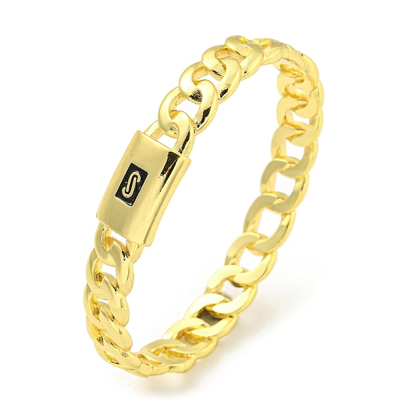Lock Brass Enamel Twisted Chain Hinged Bangles for Women Men