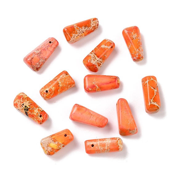 Подвески из натуральной имперской яшмы, окрашенные, трапециевидные