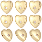 12 шт. латунные бусины из кубического циркония с микропаве, сердце, стойки покрытие, долговечный, без свинца и без кадмия