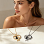 Collares de mujer con colgante de corazón de aleación esmaltada y pareja de gatos., negro