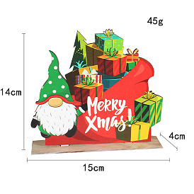 Christmas Gift with Santa Claus Wooden Display Decorations, for Christmas Party Gift Home Decoration