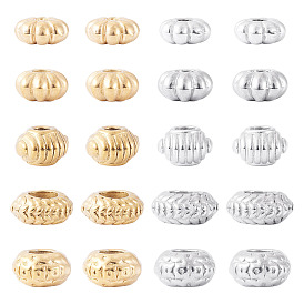 20 шт. 10 стили 304 рифленые бусины из нержавеющей стали, разнообразные