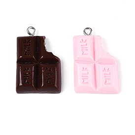 Непрозрачные подвески смолы, молочный шоколад, с платиновым тоном железная петля