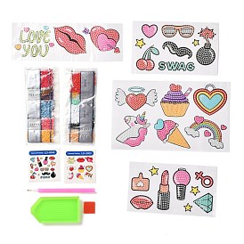 DIY Diamond Painting Stickers Kits For Kids, with Diamond Painting Stickers, Rhinestones, Diamond Sticky Pen, Tray Plate and Glue Clay