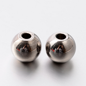 Круглые 201 из нержавеющей стали бусины, 12x10.5 мм, отверстие : 4 мм