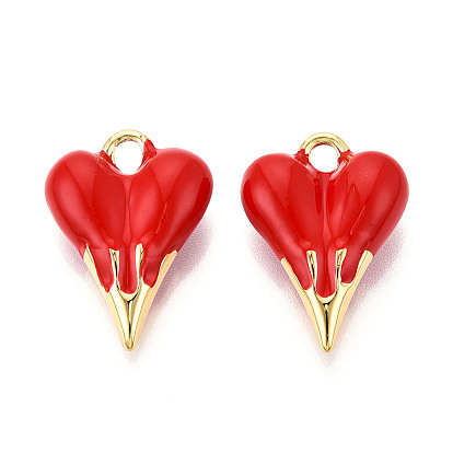 Латунь эмаль подвески, без кадмия и без свинца, реальный 18 k позолоченный, шарма сердца