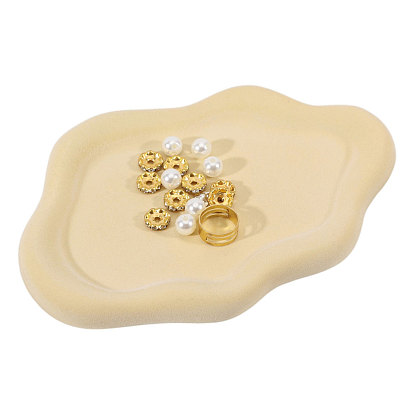 1Pc Porcelain & Velvet Trinket Dishes, Jewelry Plates, Storage Trays for Rings, Necklaces, Earrings, Cloud