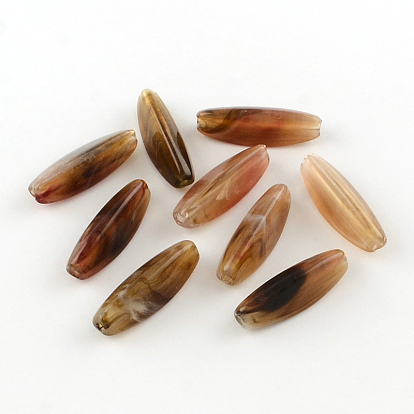 Rice Imitation Gemstone Acrylic Beads, Elongated Oval Beads, 28x9x9mm, Hole: 2mm, about 400pcs/500g
