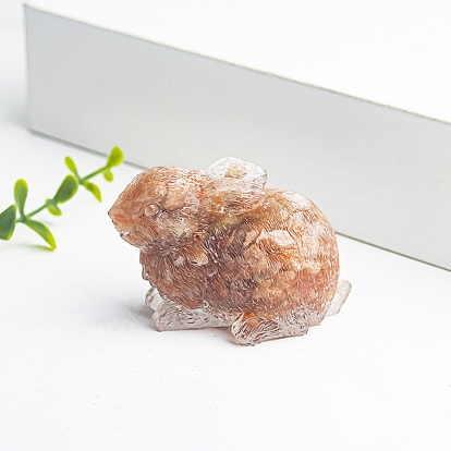 Украшение для дисплея кролика из смолы, с крошками драгоценных камней внутри статуй для украшения домашнего офиса