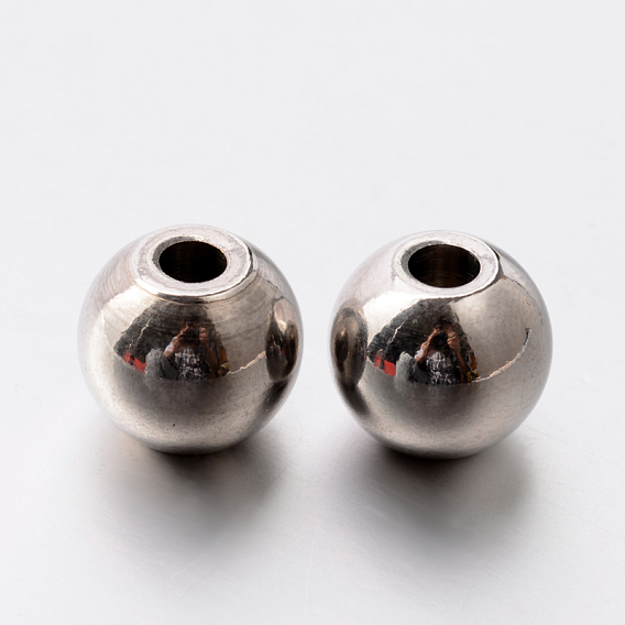 Круглые 201 из нержавеющей стали бусины, 12x10.5 мм, отверстие : 4 мм