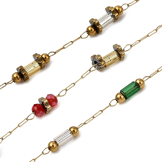 Ручная работа 304 цепочки-колонны из нержавеющей стали и стекла, пайки, с 316 цепями и катушкой из нержавеющей стали, ионное покрытие (ip)