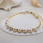 Natural Pearl & 925 Sterling Silver Curved Tube Beaded Bracelet, with S925 Stamp