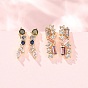 Brass Pave Cubic Zirconia Stud Crawler Earrings, Real 18K Gold Plated, Cadmium Free & Lead Free, Long-Lasting Plated, Rack Plating