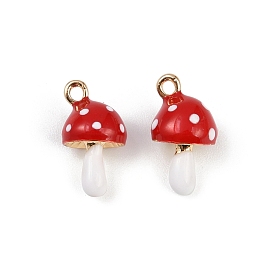 Подвески из латунного сплава, с эмалью, стойки покрытие, грибное очарование, золотые