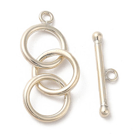 Rhodium Plated 925 Sterling Silver 3-Ring Toggle Clasps