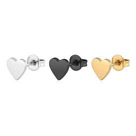 Minimalist Geometric Heart-shaped Earrings for Women, Stainless Steel Studs Jewelry