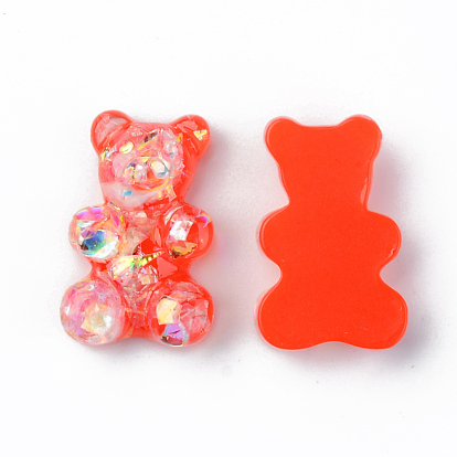 Transparent Resin Cabochons, with Silver Foil, Bear