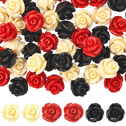 60 шт. 3 цвета синтетические коралловые резные бусины, окрашенные, цветок, половине просверлил