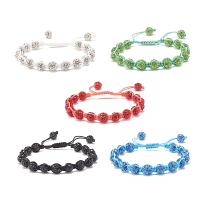 Sparkling Ball Rhinestone Braided Bead Bracelet for Women