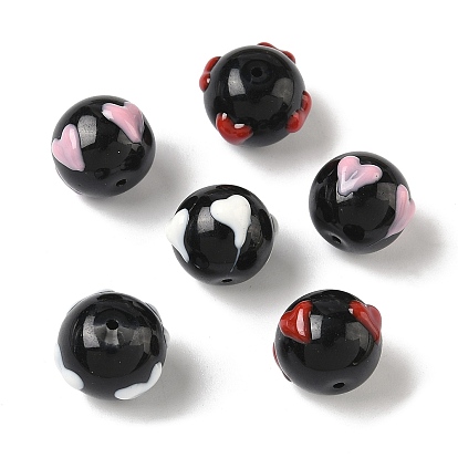 Стеклянные эмалевые бусины ручной работы, круглые с сердцем, окрашенная и подогревом