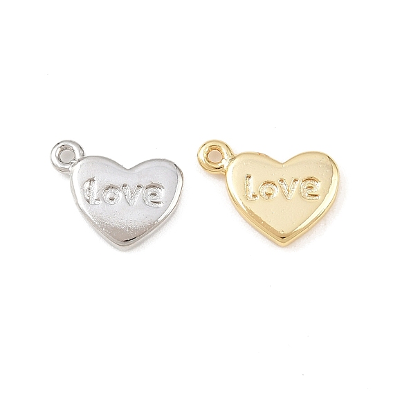 Латунь прелести, сердце со словом "love", долговечный, без свинца и без кадмия, стойки покрытие
