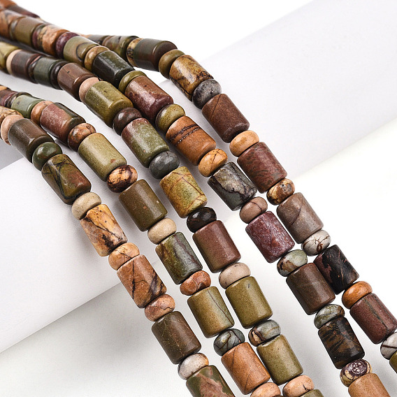 Нити бусин из натуральной яшмы пикассо/полихромной яшмы, column & rondelle