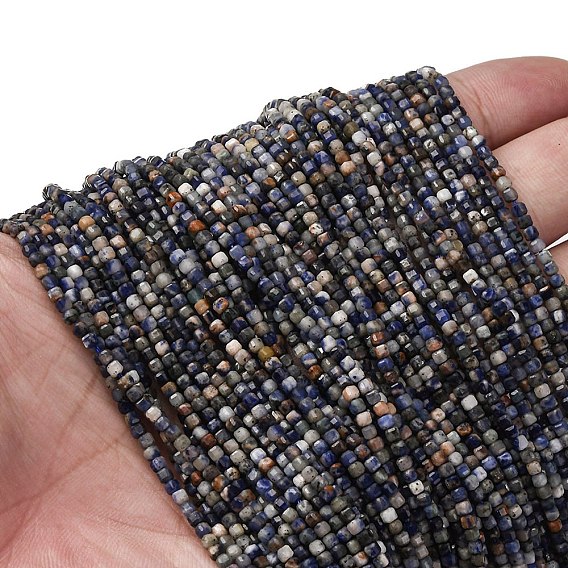 Природный содалит бисер нитей, граненые, кубические