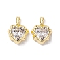 Valentine's Day Brass Micro Pave Clear Cubic Zirconia Pendants, Heart Charms