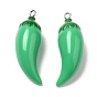 Opaque Resin Imitation Vegetables Pendants, Pepper Charms with Platinum Tone Iron Loops