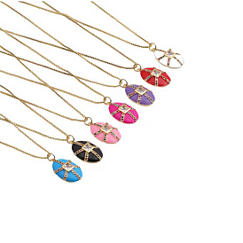 Geometric Multicolor Pendant Necklace with Zirconia for Women - Simple and Elegant Copper Plated Gold Jewelry Accessory