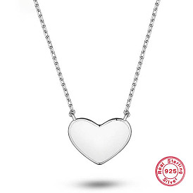 День святого Валентина 925 женские ожерелья с подвесками в форме сердца из стерлингового серебра, с эмалью