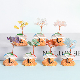 Natural Crystal Tree Beach Small Umbrella Gravel Ornament Fortune Tree Home Creative Office Decoration Handicraft Modeling