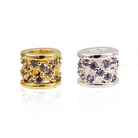 Стойка колонны покрытие латунь кубический цирконий европейские бусины, бусины с большим отверстием, долговечный