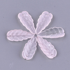 Transparent Spray Painted Glass Pendants, Leaf
