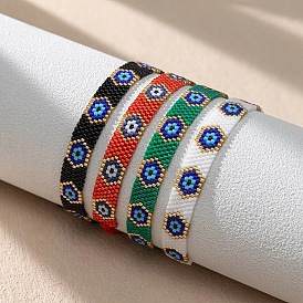 Bohemian Evil Eye Ethnic Bracelet with Miyuki Beads for Women