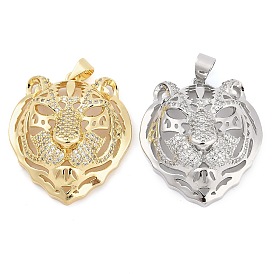 Латунные микро проложить кубического циркония подвески, без кадмия и без свинца, амулеты тигр