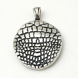 304 Stainless Steel Pendants, Flat Round, 35x28x3mm, Hole: 8.5x5mm