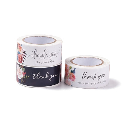 Rectangle with Word Thank You Paper Stickers, Self Adhesive Roll Sticker Labels, for Envelopes, Bubble Mailers and Bags